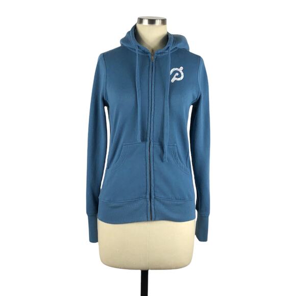 PELOTON Blue Full Zip Hoodie Sweatshirt Size XS Together We Go Far - Picture 1 of 7